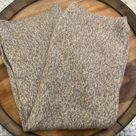 CK Calvin Klein | Peppered Tan Gray White Merino Wool Blend Knit Scarf - Picture 1 of 4